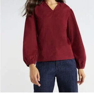 Time and Tru Burgundy Corduroy Long Sleeve Blouse